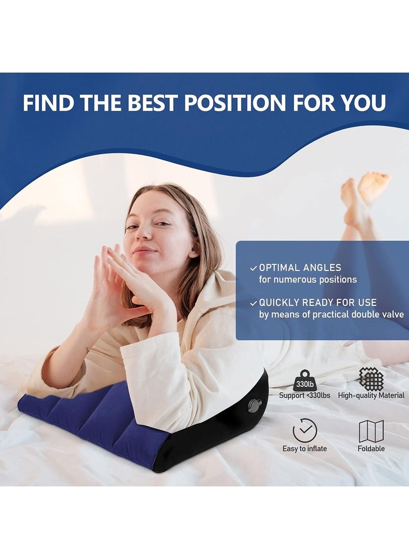 Portable Inflatable Wedge Pillow Lightweight Body Positioning Inflatable Cushion Suitable for Sleeping Leg Elevation Back and Neck Support Travel Fast Inflating and Deflating - Image 2